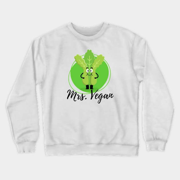 Mrs Vegan Vegetable Green Crewneck Sweatshirt by DMS DESIGN